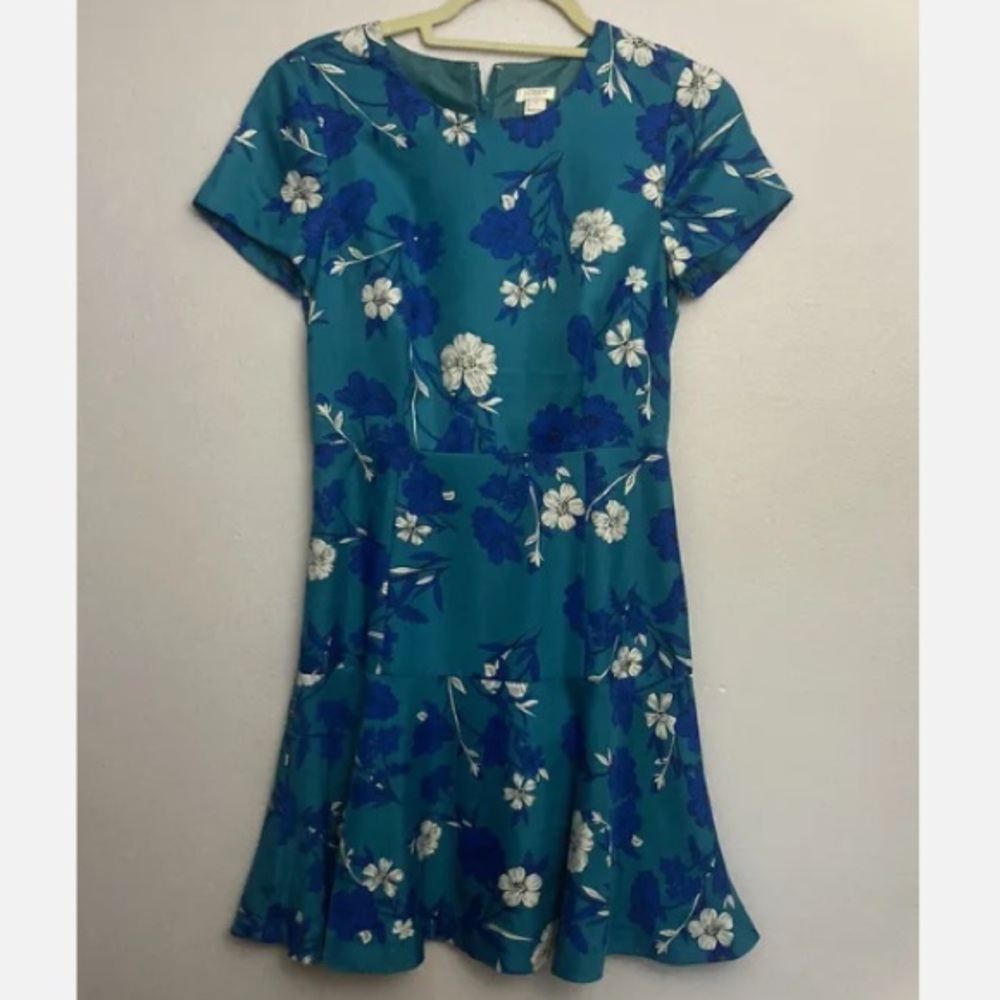 8-27 J Crew Factory dress green floral 2 career